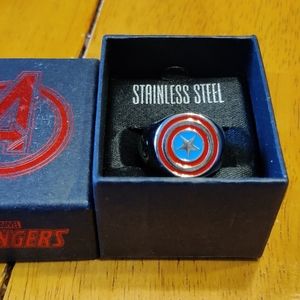 Size 10 and 12 mens Captain America shield rings.